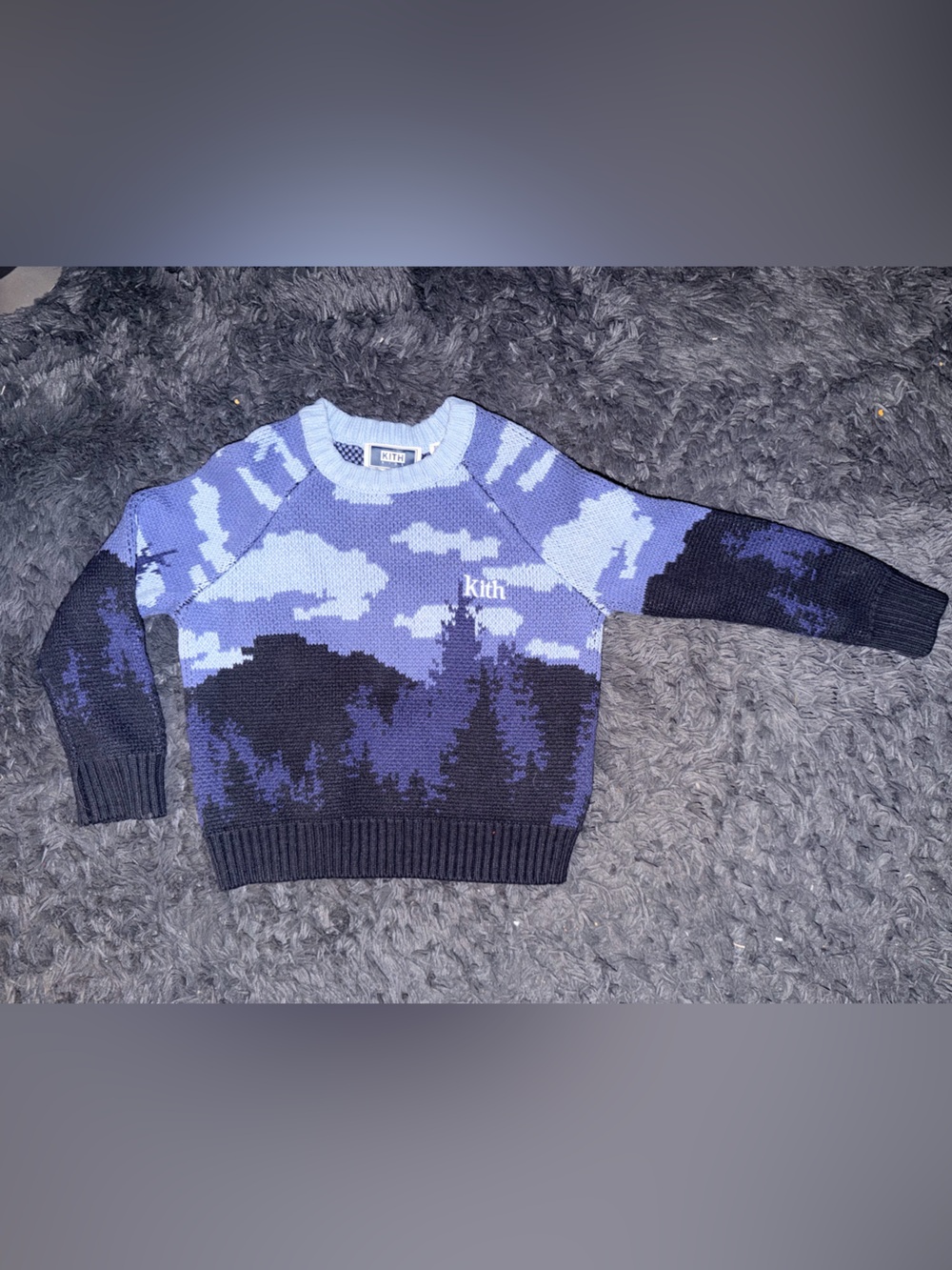 Kith Kids Blue & Navy Camouflage Knit Crewneck Sweater